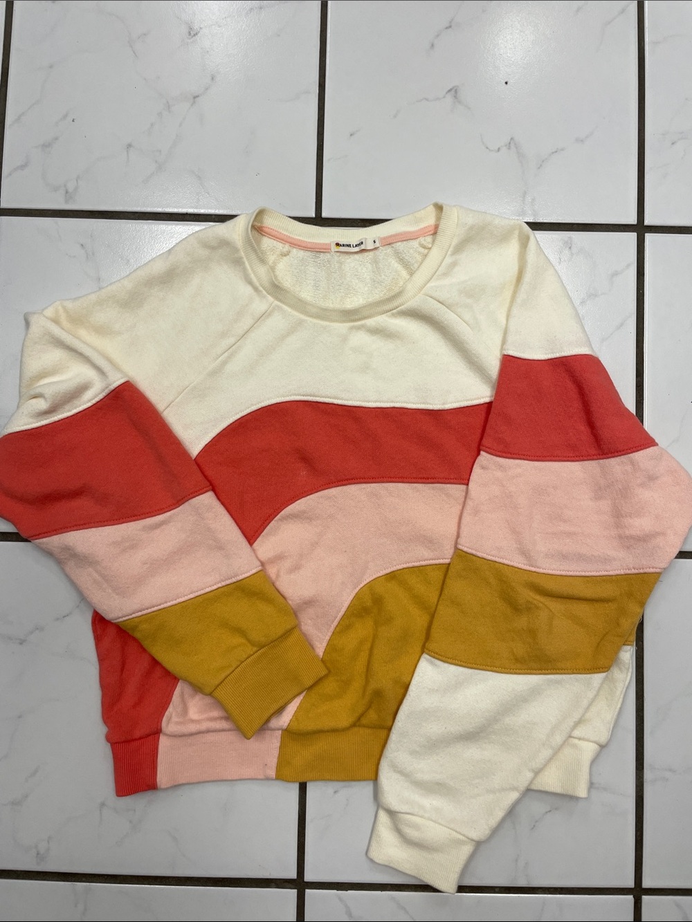 Marine Layer Women’s Cloud 9 Terry Colorblock Cotton Crewneck Sweatshirt Size Sm - Picture 3 of 17